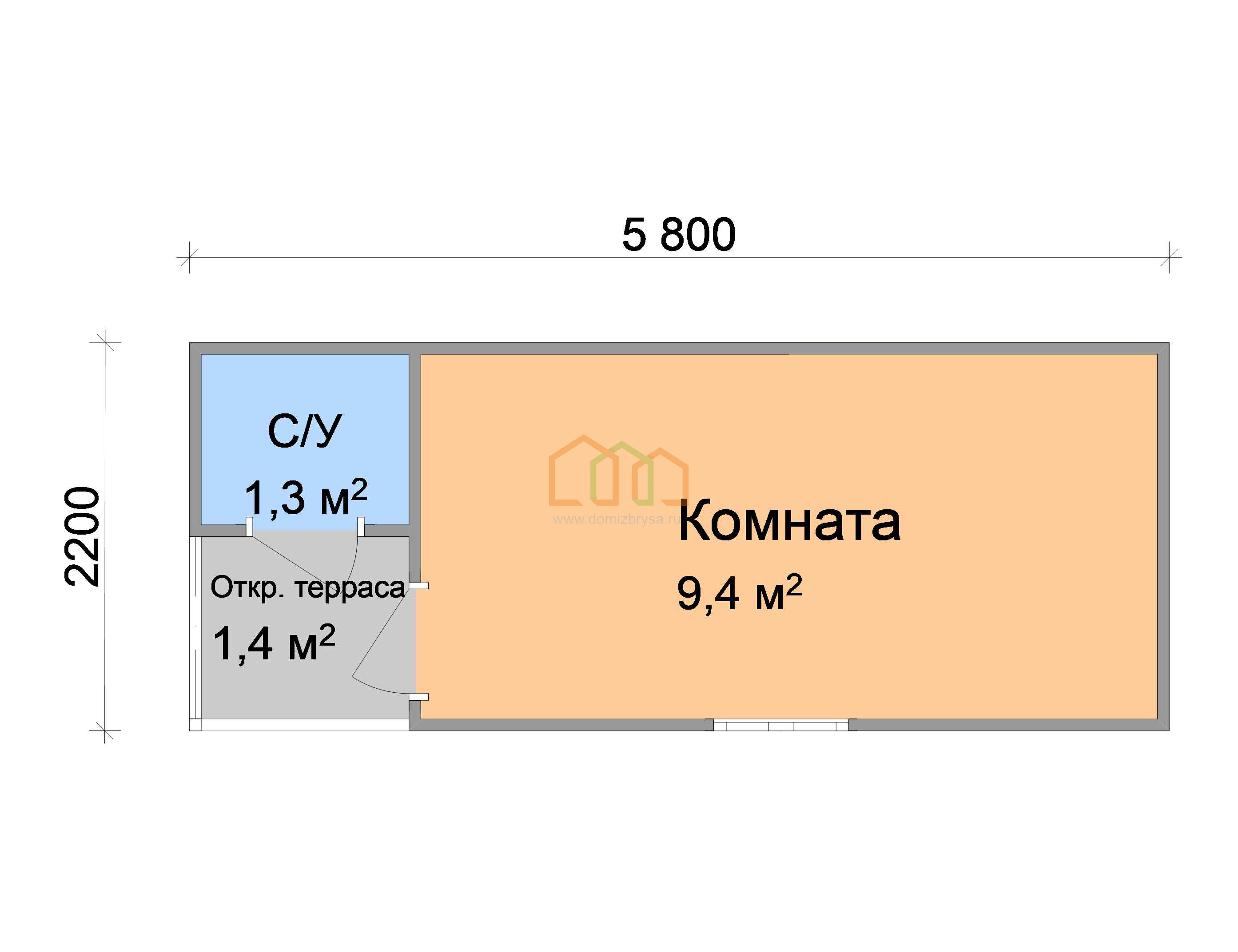 Дачная бытовка эконом Флокс - 3 5.8x2.2 Площадь: 12.76 м² с крыльцом в  готовом виде с туалетом под ключ в Энгельсе и области